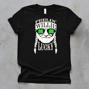 Willie Nelson Feelin’ Willie Lucky Shamrock Graphic T-Shirt St. Patrick’s Day